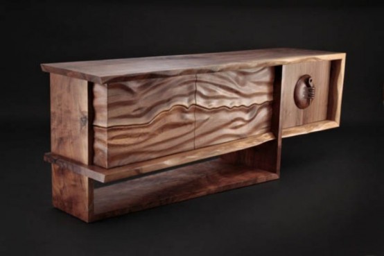 Dramatic Sur Credenza With A Ripple Wooden Part