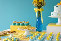 duck-themed dessert table for a gender neutral baby shower