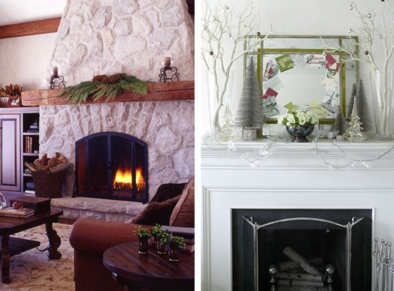 Holiday fireplace decorations