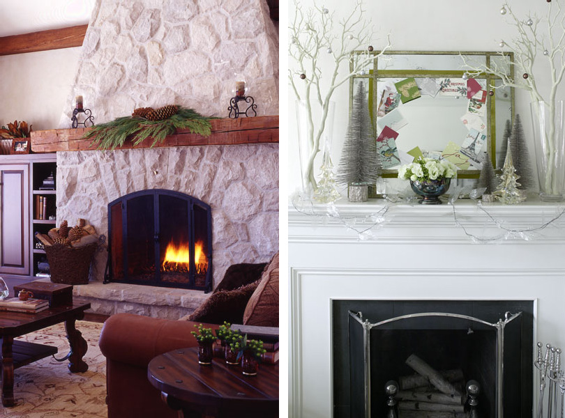 Holiday fireplace decorations