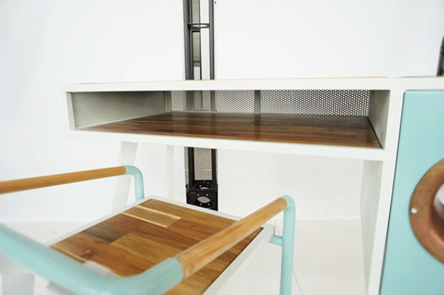 Eccentric Soundbox Desk With A Built In Docking Station