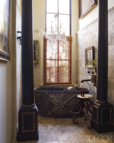 Eclectic Bathroom With A Zinc Bathtub