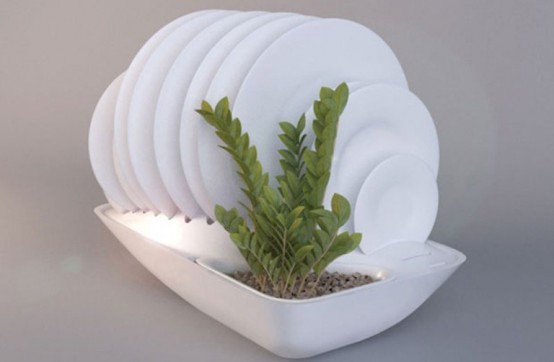 Eco friendly Dish Rack And Planter In One DigsDigs
