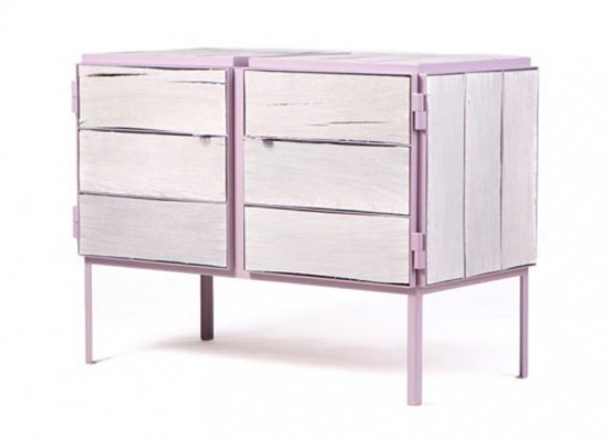 Eco-Friendly Lavender Dresser Of Newspaper Wood