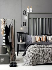 a stylish industrial grey bedroom design