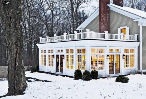 Elegant And Stylish Veranda With A Fireplace