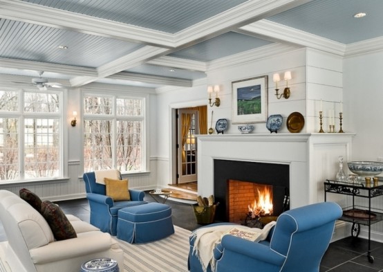Elegant And Stylish Veranda With A Fireplace