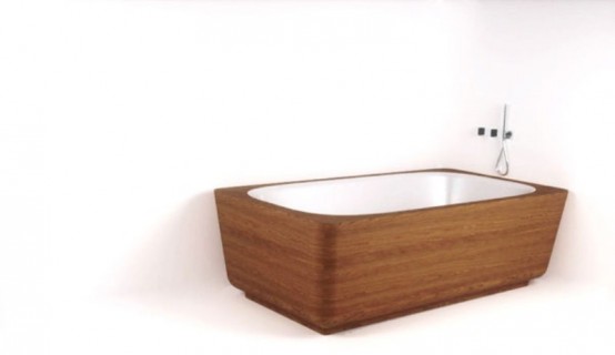 Elegant Bathroom Appliances And Furniture With Wooden Inserts