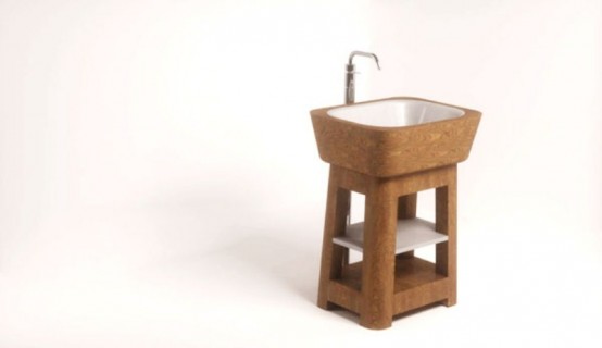 Elegant Bathroom Appliances And Furniture With Wooden Inserts