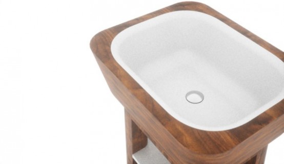 Elegant Bathroom Appliances And Furniture With Wooden Inserts