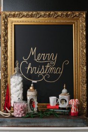 make a chic and glam Christmas sign – a chalkboard piece in a refined gilded frame and create your own art anytime