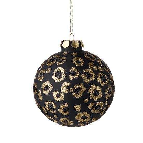 a refined black and gold glitter floral Christmas ornament will make your decor very special and very bold