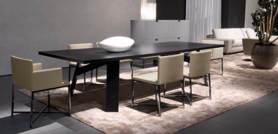 Elegant Dark Wooden Table Clark By Minotti