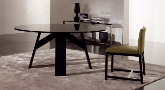 Elegant Dark Wooden Table Clark By Minotti