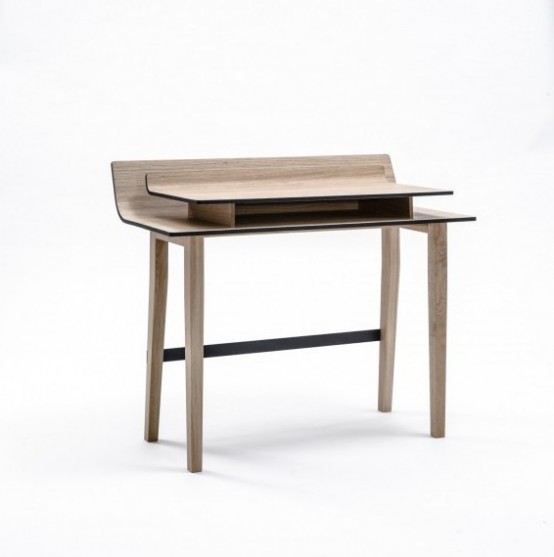 Elegant Listy Desk With Storage Space Between The Tops