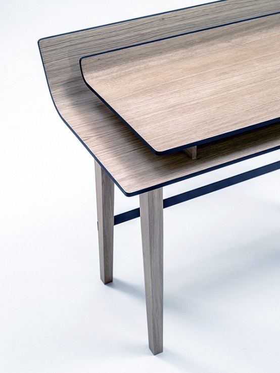 Elegant Listy Desk With Storage Space Between The Tops