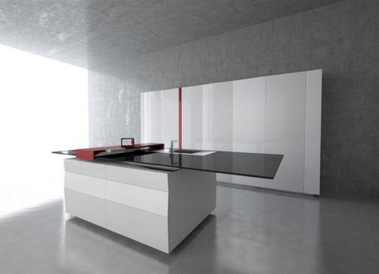 Elegant Minimalist Kitchen With High Technologies by Toncelli