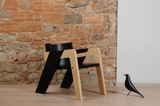Elegant Self-Assembly IO Chair From Two-Toned Wood