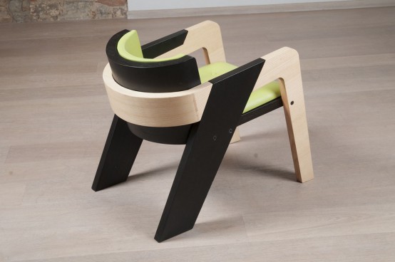 Elegant Self Assembly Io Chair From Two Toned Wood