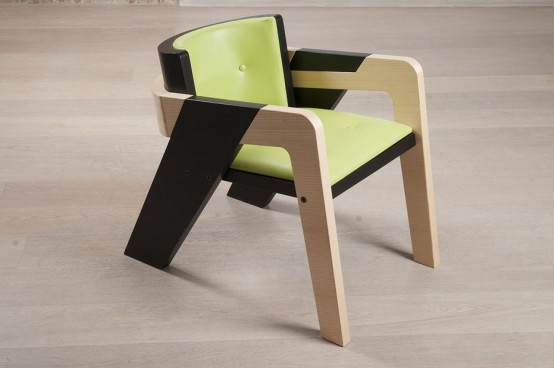 Elegant Self Assembly Io Chair From Two Toned Wood
