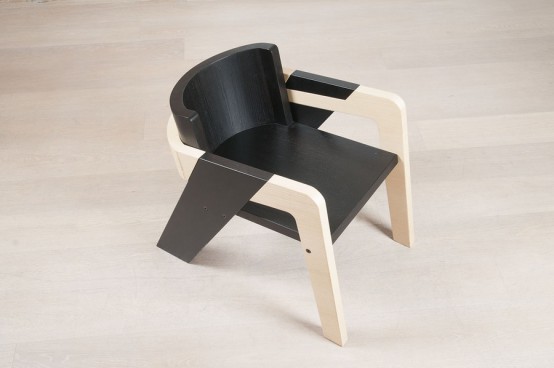 Elegant Self Assembly Io Chair From Two Toned Wood
