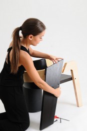 Elegant Self Assembly Io Chair From Two Toned Wood