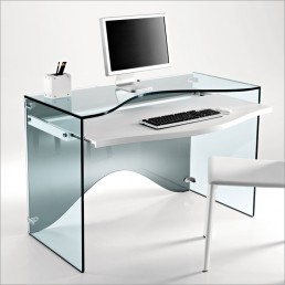 Elegante Transparent Glass Desk Strata By Tonelli