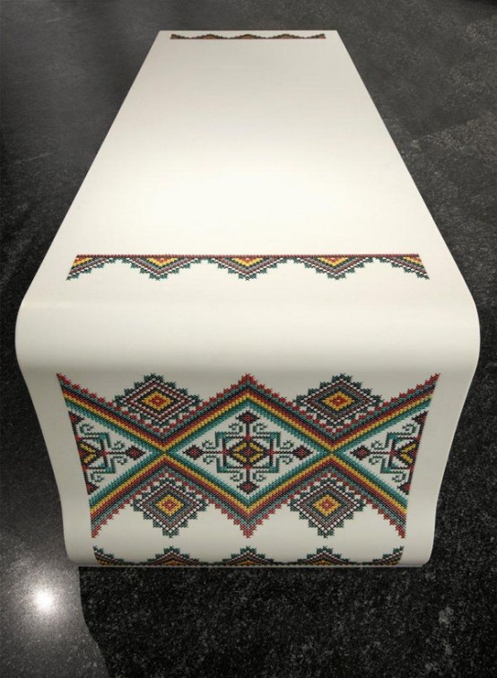 Embroidered Corian Furniture In Ukrainian Traditions