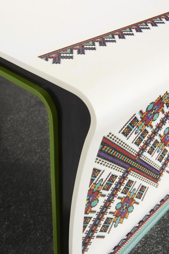 Embroidered Corian Furniture In Ukrainian Traditions