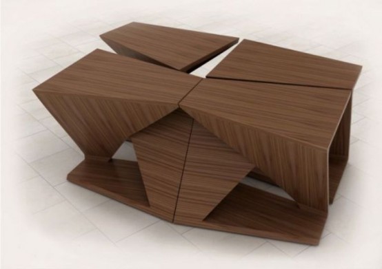 Ergonomic Coffee Table With 4 Separate Parts