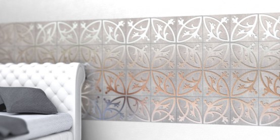 Exquisite Concrete Tiles With Metal Patterns