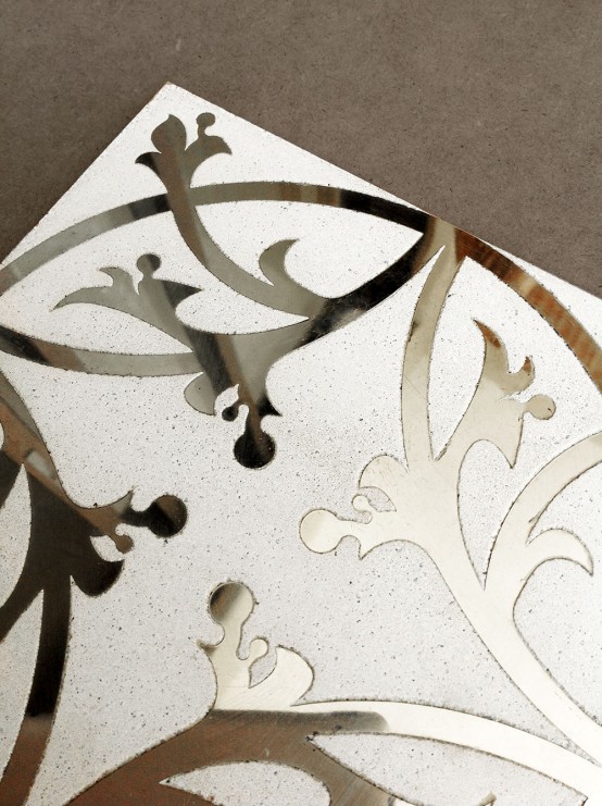 Exquisite Concrete Tiles With Metal Patterns