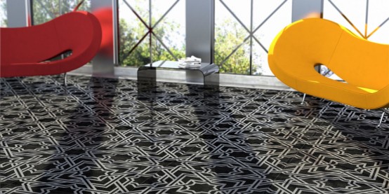 Exquisite Concrete Tiles With Metal Patterns