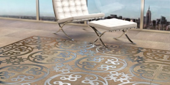 Exquisite Concrete Tiles With Metal Patterns