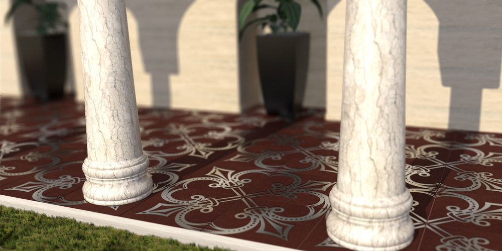Exquisite Concrete Tiles With Metal Patterns