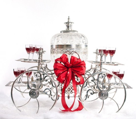 Exquisite Silver And Crystal Bar Trolley