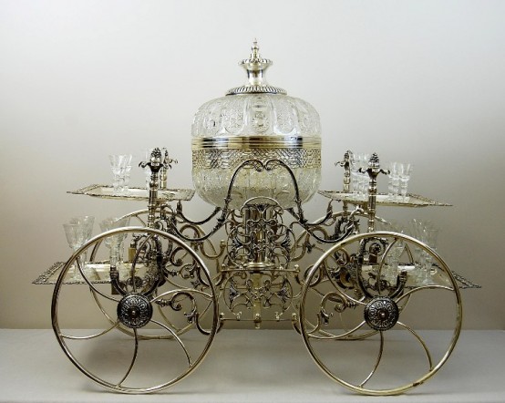 Exquisite Silver And Crystal Bar Trolley
