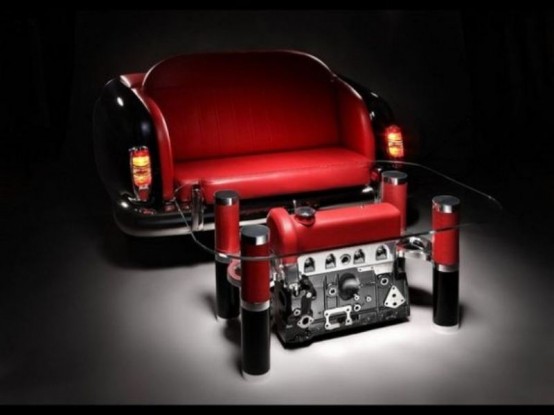 Exquisite Sofas And Coffee Tables With Car Parts