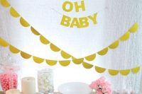 eye-catchy dessert table for a modern baby shower
