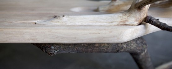 Fall Tree Bench From Glass And A Real Oak Tree
