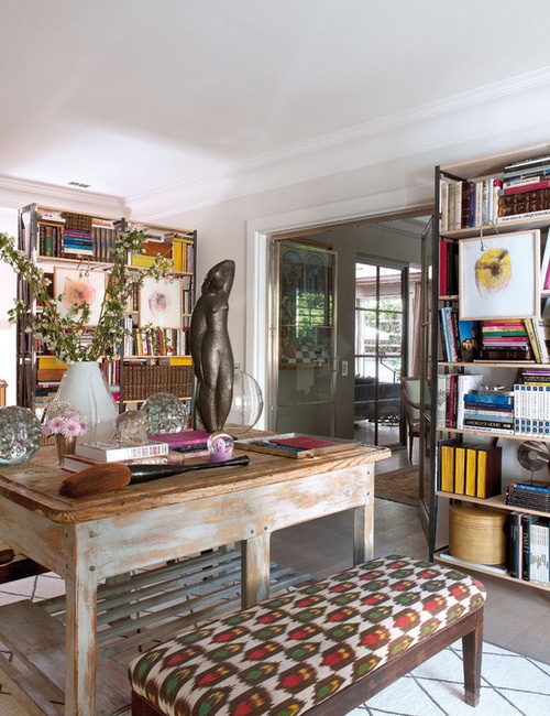floppy but refined boho chic home offices 34