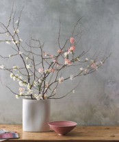 a neutral vase with white and pink cherry blossom is a lovely modern decoration for any space – Scandinavian, modern, minimalist