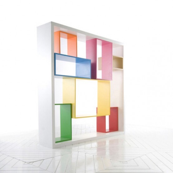 Functional Multidimensional Colorful Shelving Unit