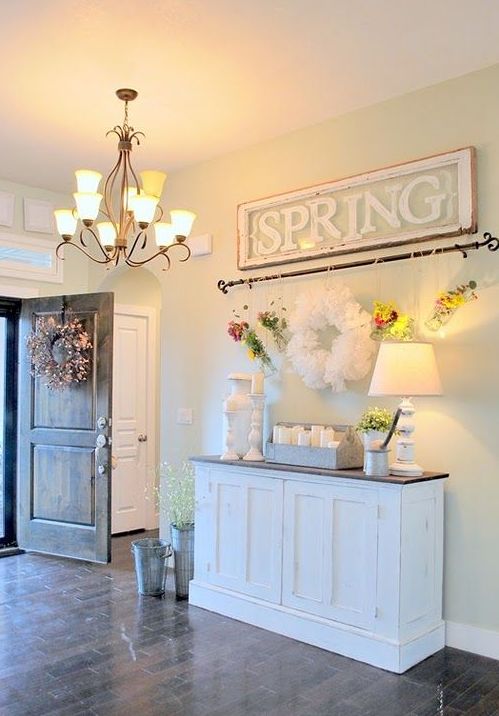a large vintage spring sign made of an old window frame is a cool idea for a classic farmhouse or a vintage rustic space
