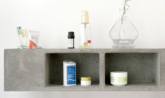 Functional Concrete Bathroom Shelf by Sascha Czerny