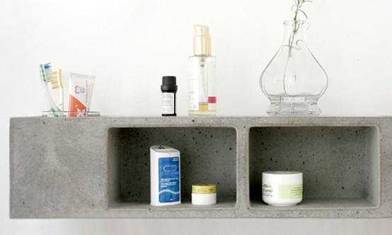 Functional Concrete Bathroom Shelf