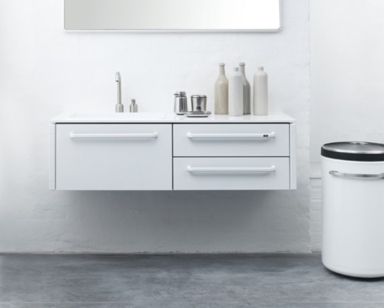 Functional Minimalist White Bathroom Furniture