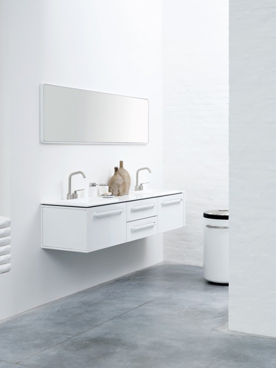 Functional Minimalist White Bathroom Furniture