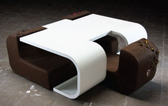 Functional Piece Of A Table And Three Sofas