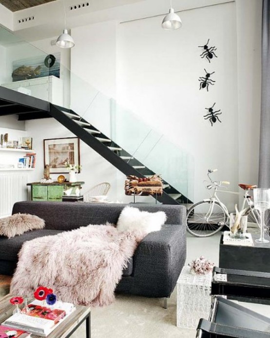 Functional Two Leveled Loft With Art Details